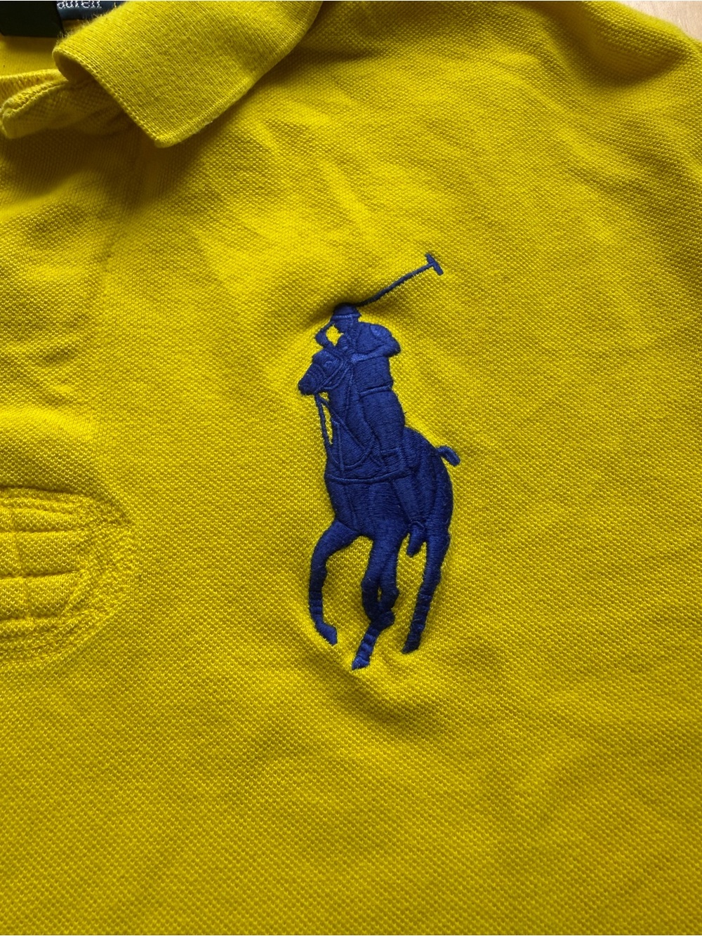 Polo Ralph Lauren Big Pony Yacht Club Polo Shirt XL Yellow Blue Rugby Preppy - Picture 8 of 11